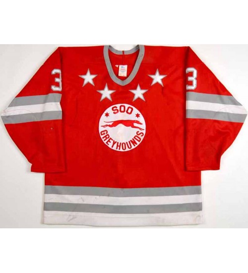 Custom OHL Sault Ste Marie Soo Greyhounds 1985 86 3 Cory Murphy Hockey Jersey Road Red